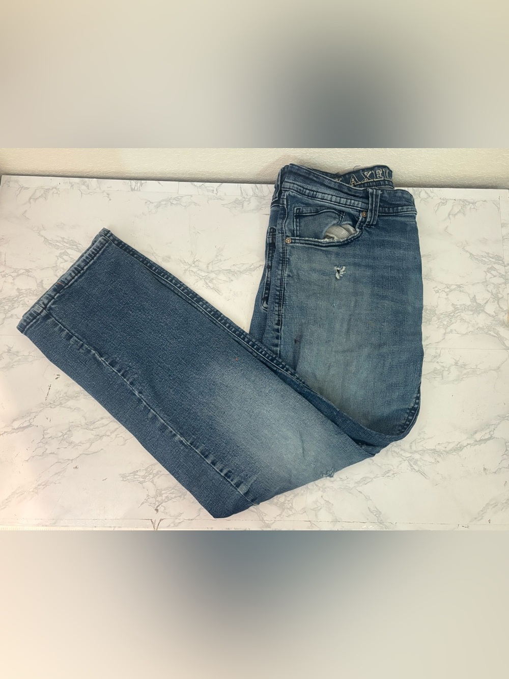 TK Axel Jeans Mens 36x34 Blue Slim Boot Stretch Distressed Western Rodeo
